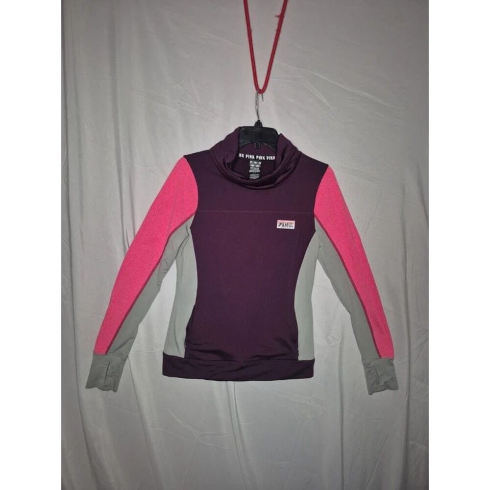 Victoria's Secret PINK Ultimate Women's Plum Pink Gray Funnel Neck Pullover